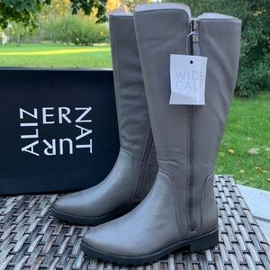 Naturalizer gael dark grey wide calf leather boots